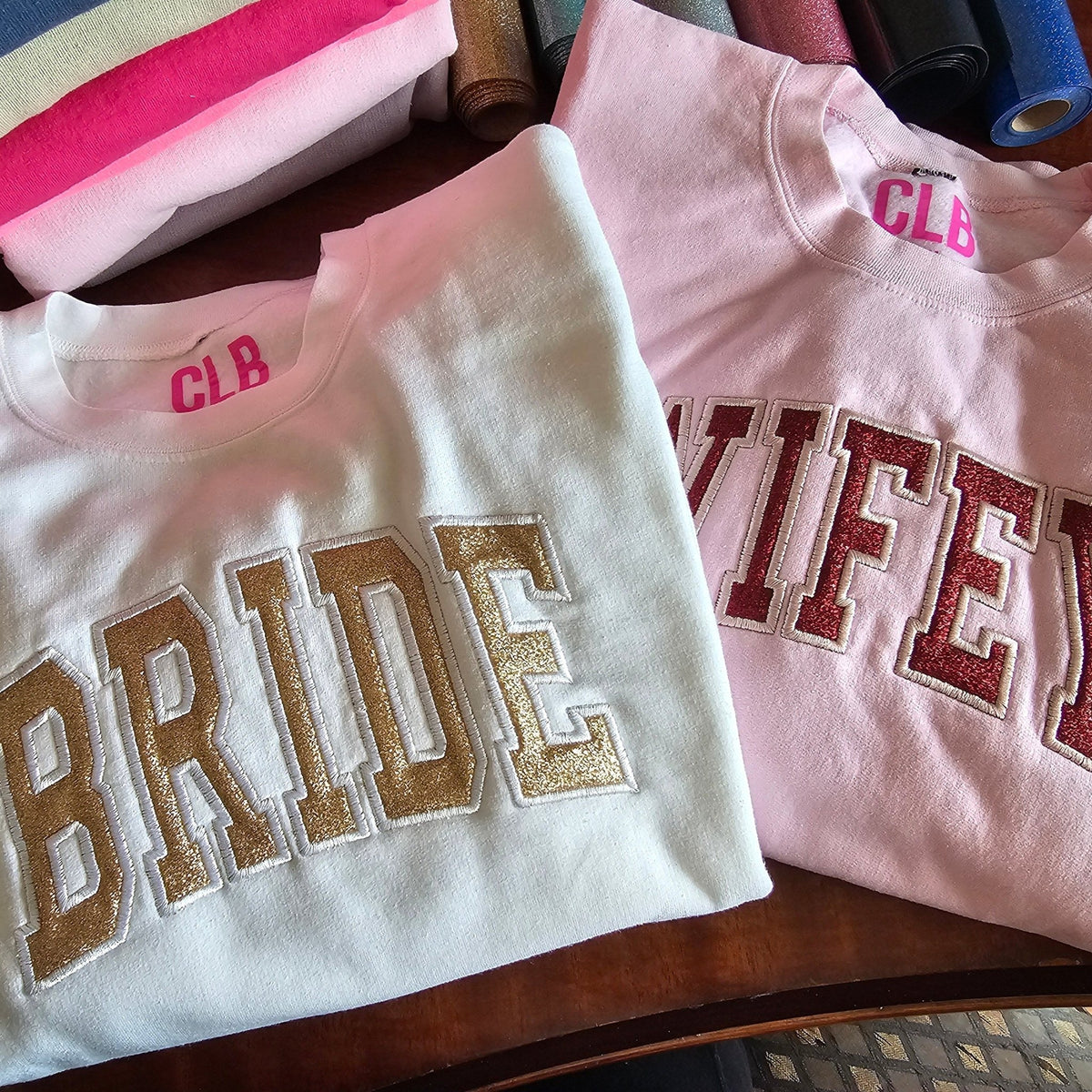 Glitter Embroidered Bride or Wifey Sweatshirt - Luzilly Bridal & Apparel