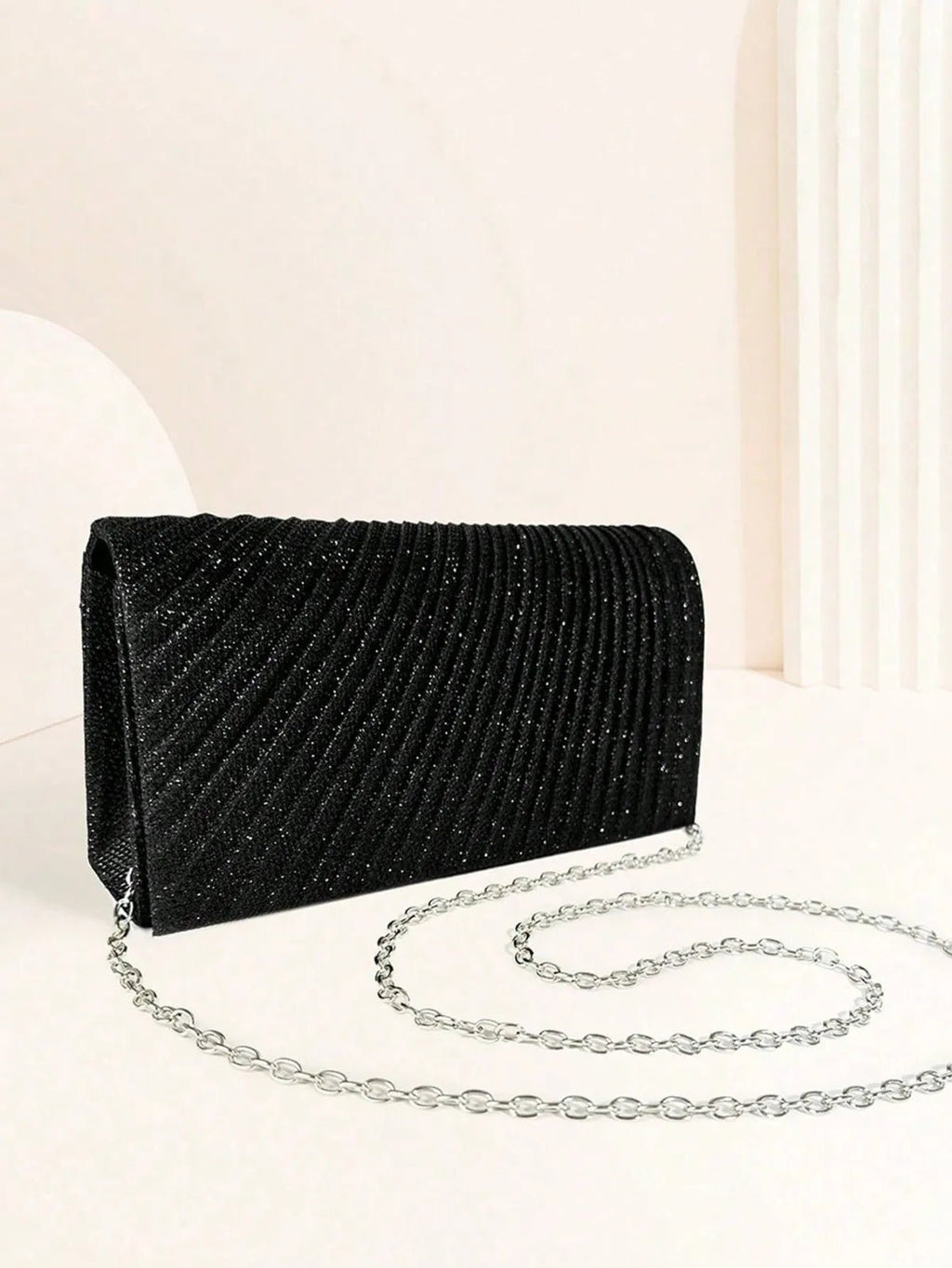 Glitter Envelope Evening Bag with Chain - Luzilly Bridal & Apparel