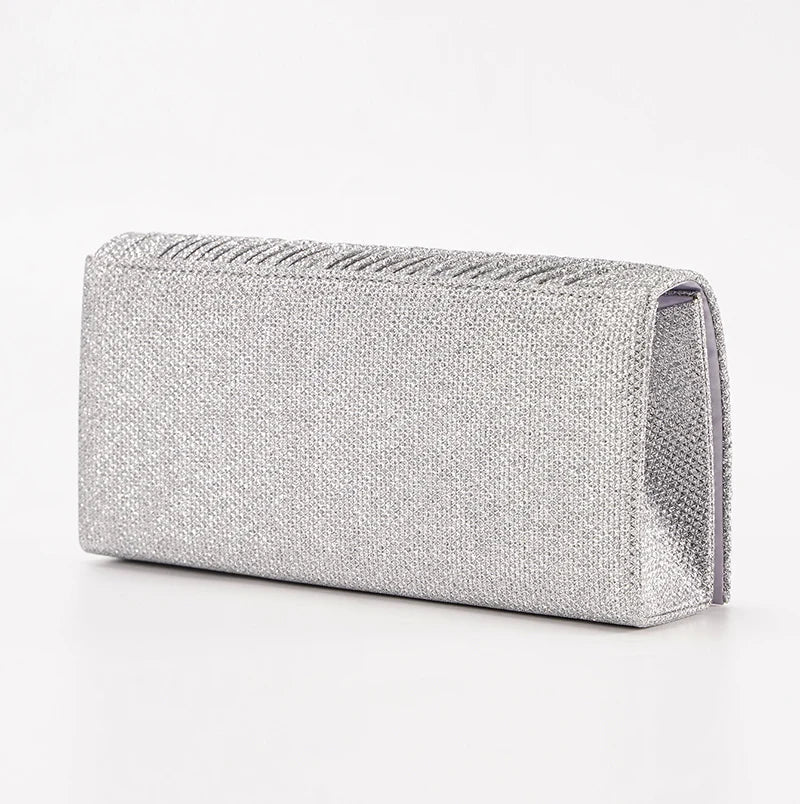 Glitter Envelope Evening Bag with Chain - Luzilly Bridal & Apparel