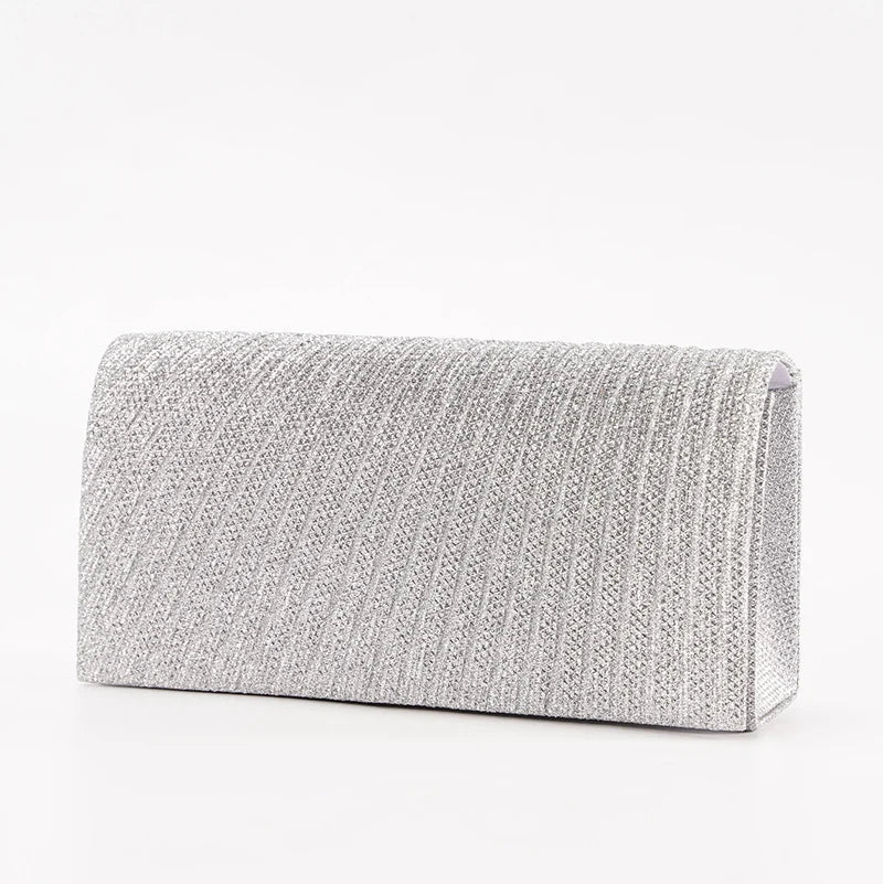 Glitter Envelope Evening Bag with Chain - Luzilly Bridal & Apparel