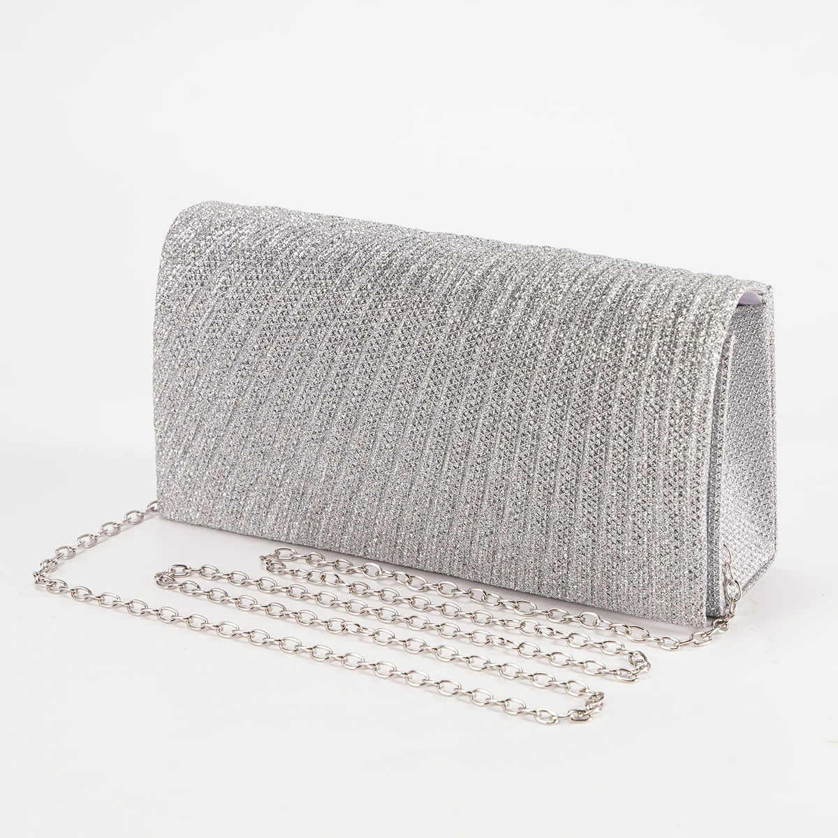Glitter Envelope Evening Bag with Chain - Luzilly Bridal & Apparel