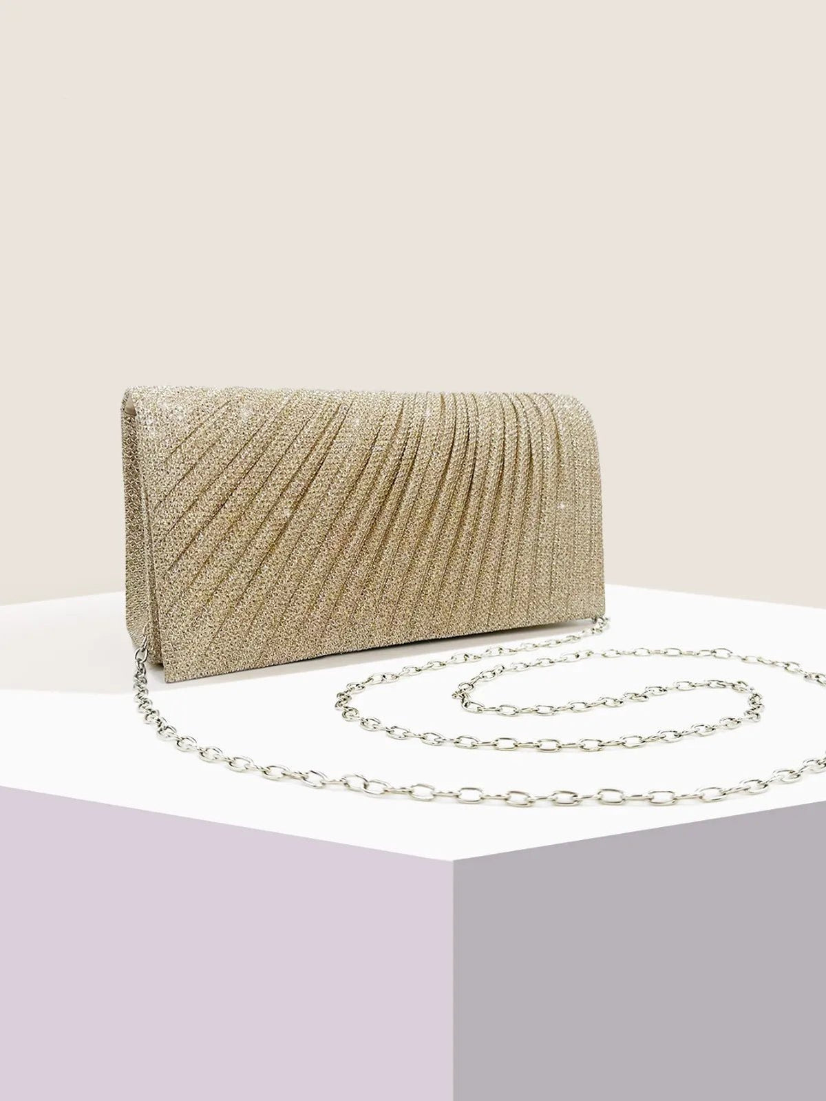 Glitter Envelope Evening Bag with Chain - Luzilly Bridal & Apparel