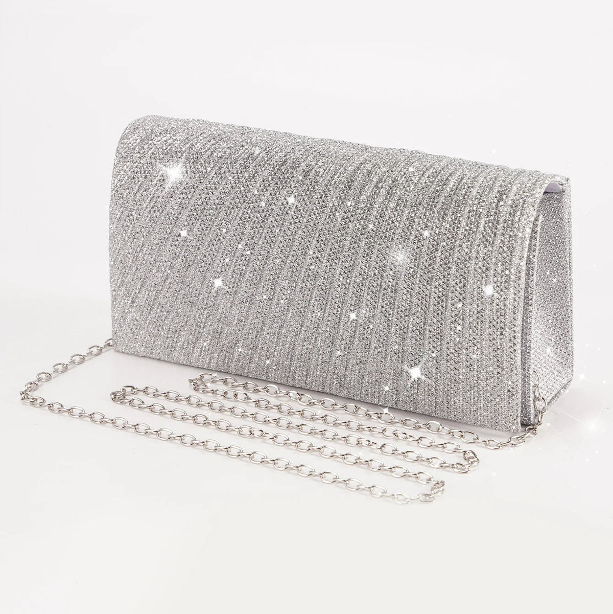 Glitter Envelope Evening Bag with Chain - Luzilly Bridal & Apparel