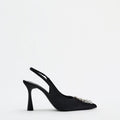 Glitter Heels Woman Pumps Wedding Bride Slingback Pointed toe shoes - Luzilly Bridal & Apparel