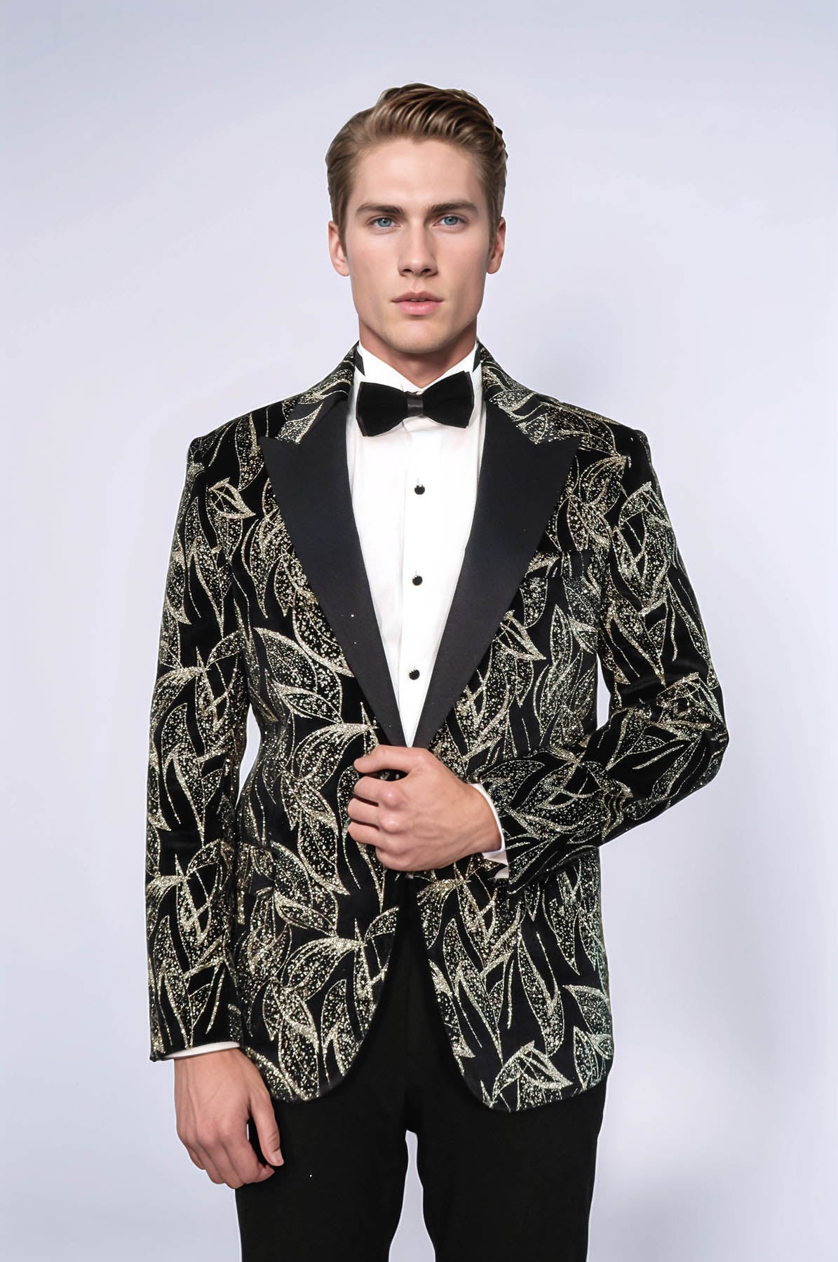 Glittery Slim Fit Black Men Wedding Tuxedo Blazer - Wessi - Luzilly Bridal & Apparel