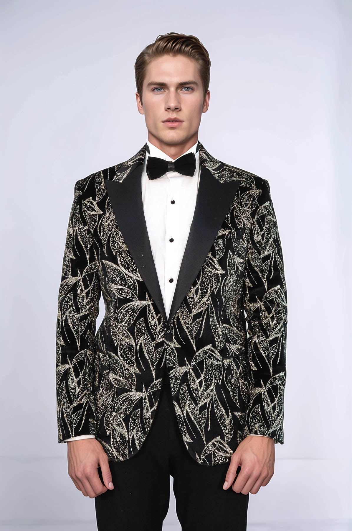 Glittery Slim Fit Black Men Wedding Tuxedo Blazer - Wessi - Luzilly Bridal & Apparel