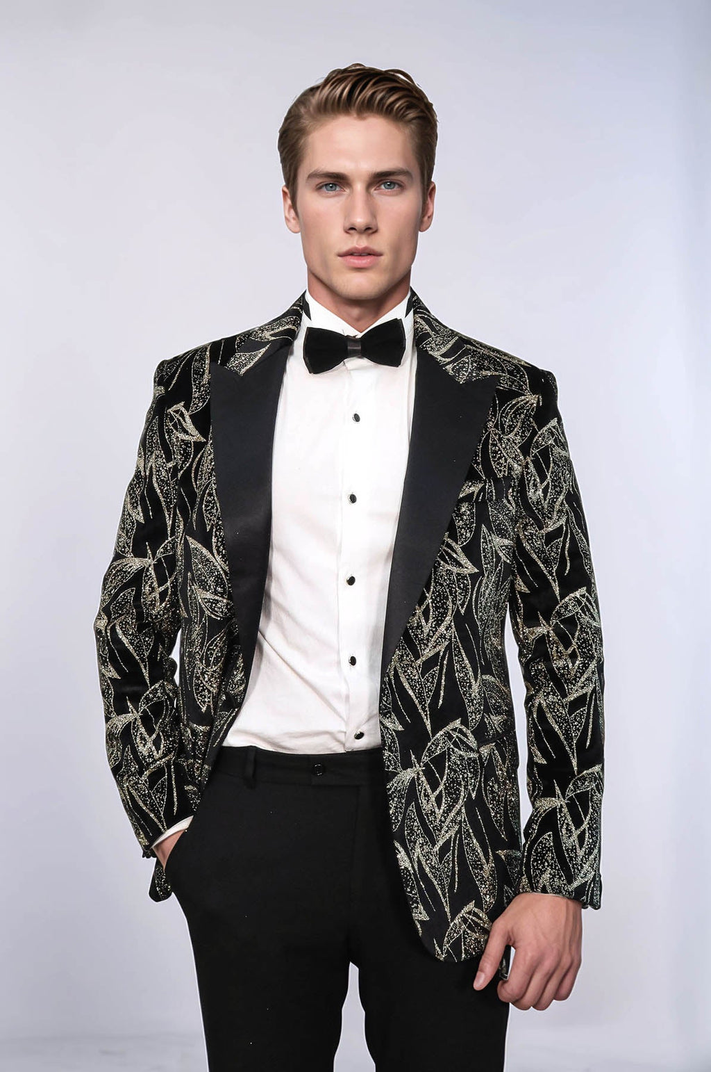 Glittery Slim Fit Black Men Wedding Tuxedo Blazer - Wessi - Luzilly Bridal & Apparel