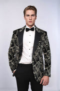 Glittery Slim Fit Black Men Wedding Tuxedo Blazer - Wessi - Luzilly Bridal & Apparel