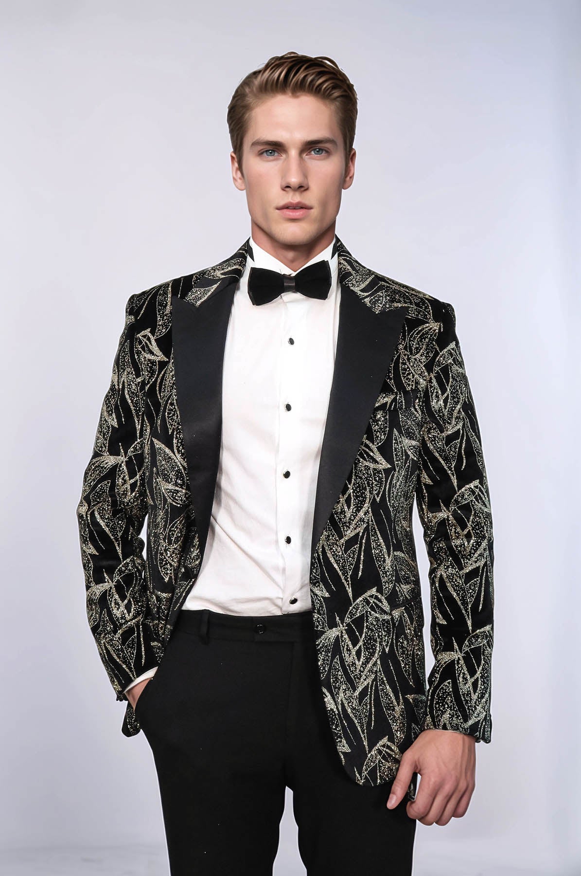 Glittery Slim Fit Black Men Wedding Tuxedo Blazer - Wessi - Luzilly Bridal & Apparel