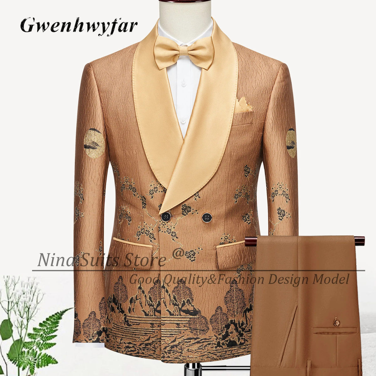 G&N 2026 New Series Men Suits Blazer Beautiful Lilac Purple Floral Pattern Tuxedos 3 Pieces Formal Party Costume Homme Slim Fit - Luzilly Bridal & Apparel