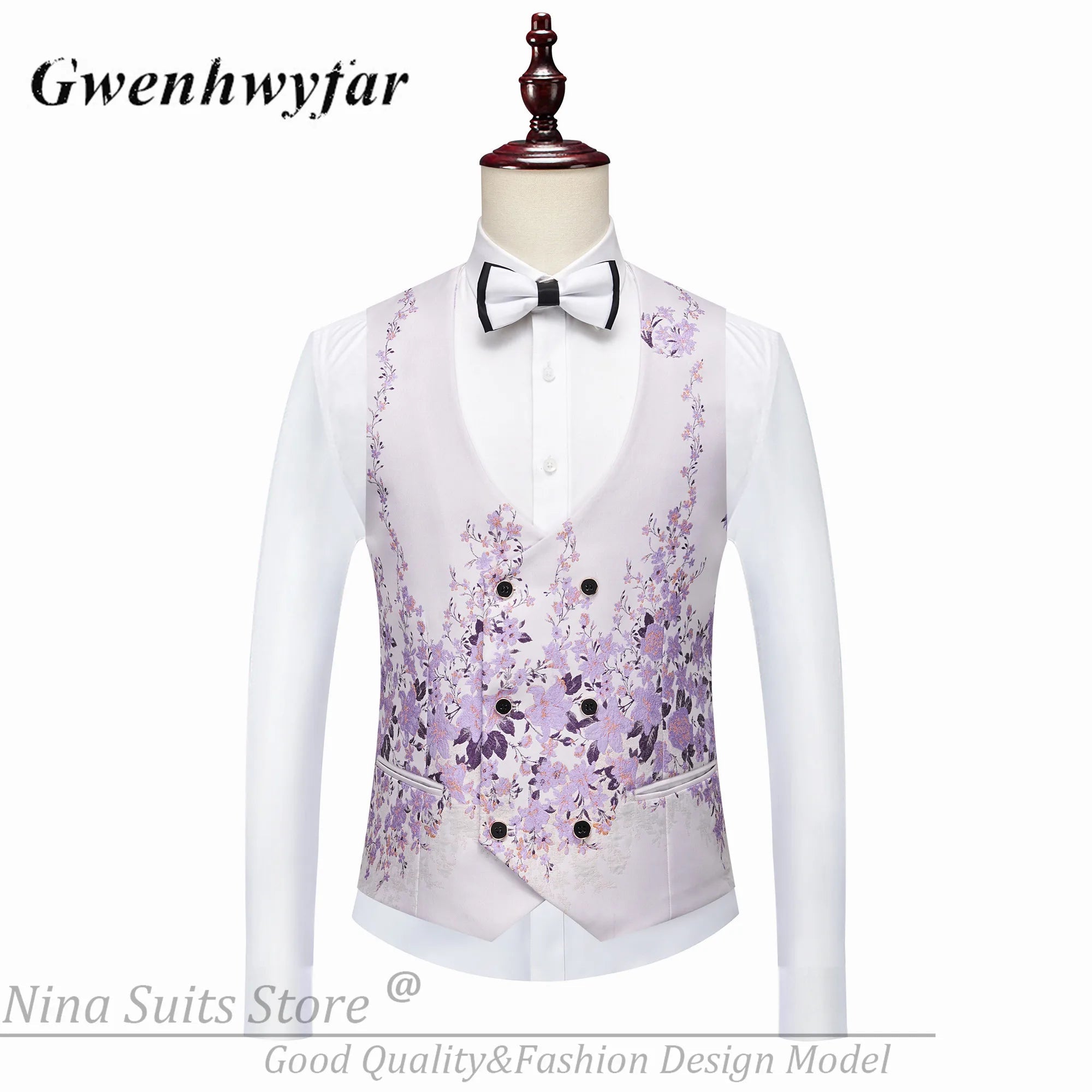 G&N 2026 New Series Men Suits Blazer Beautiful Lilac Purple Floral Pattern Tuxedos 3 Pieces Formal Party Costume Homme Slim Fit - Luzilly Bridal & Apparel