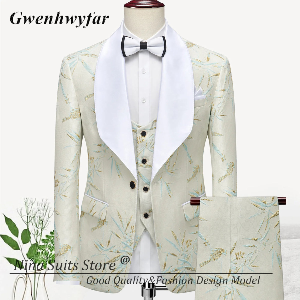 G&N 2026 New Series Men Suits Blazer Beautiful Lilac Purple Floral Pattern Tuxedos 3 Pieces Formal Party Costume Homme Slim Fit - Luzilly Bridal & Apparel