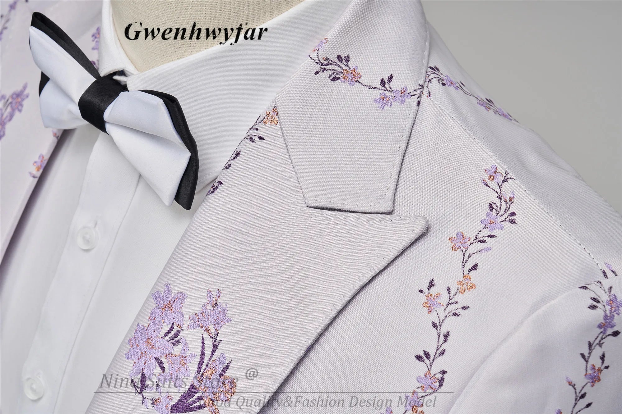 G&N 2026 New Series Men Suits Blazer Beautiful Lilac Purple Floral Pattern Tuxedos 3 Pieces Formal Party Costume Homme Slim Fit - Luzilly Bridal & Apparel
