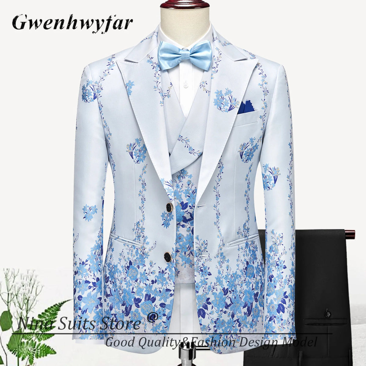 G&N 2026 New Series Men Suits Blazer Beautiful Lilac Purple Floral Pattern Tuxedos 3 Pieces Formal Party Costume Homme Slim Fit - Luzilly Bridal & Apparel