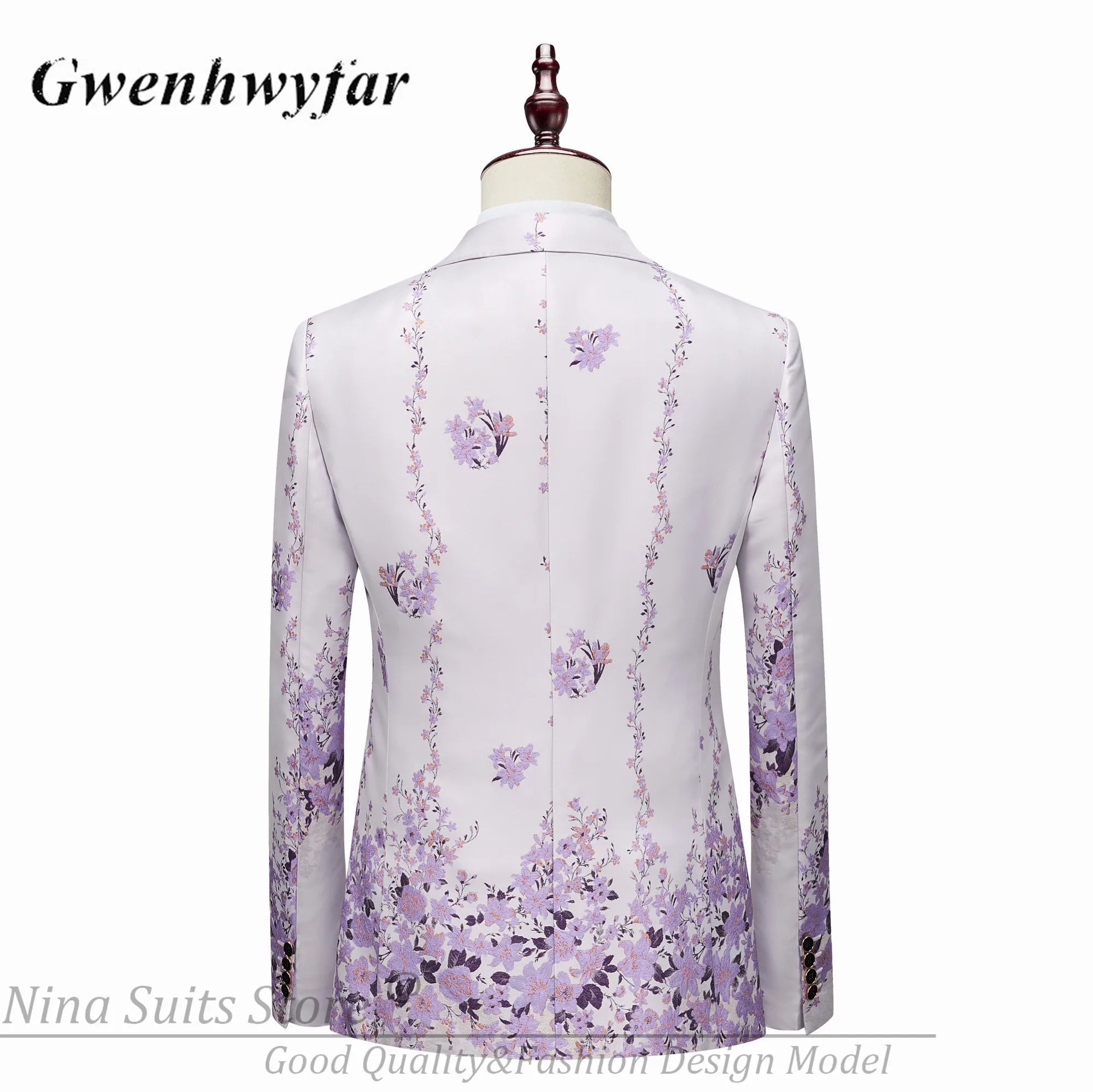 G&N 2026 New Series Men Suits Blazer Beautiful Lilac Purple Floral Pattern Tuxedos 3 Pieces Formal Party Costume Homme Slim Fit - Luzilly Bridal & Apparel