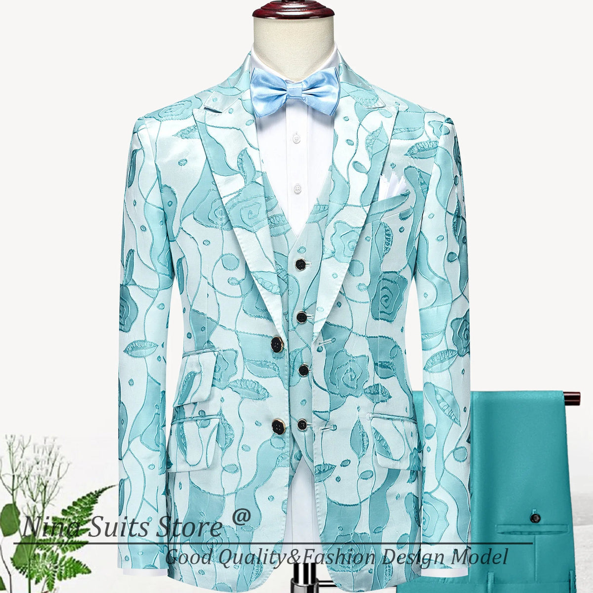 G&N 2026 New Series Men Suits Blazer Beautiful Lilac Purple Floral Pattern Tuxedos 3 Pieces Formal Party Costume Homme Slim Fit - Luzilly Bridal & Apparel