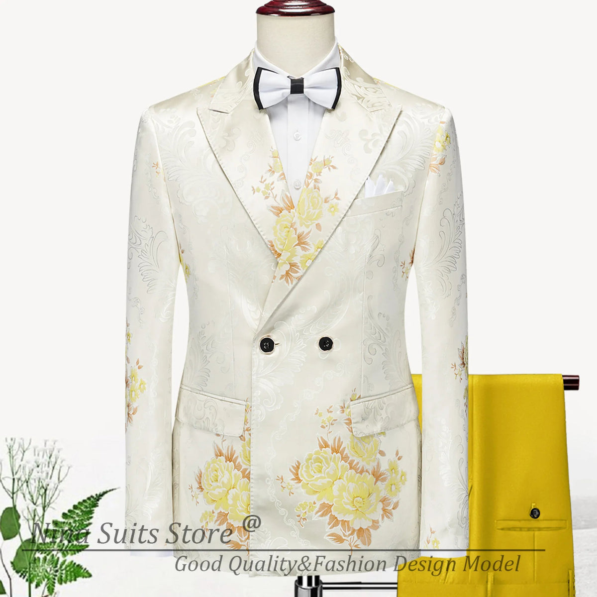 G&N 2026 New Series Men Suits Blazer Beautiful Lilac Purple Floral Pattern Tuxedos 3 Pieces Formal Party Costume Homme Slim Fit - Luzilly Bridal & Apparel