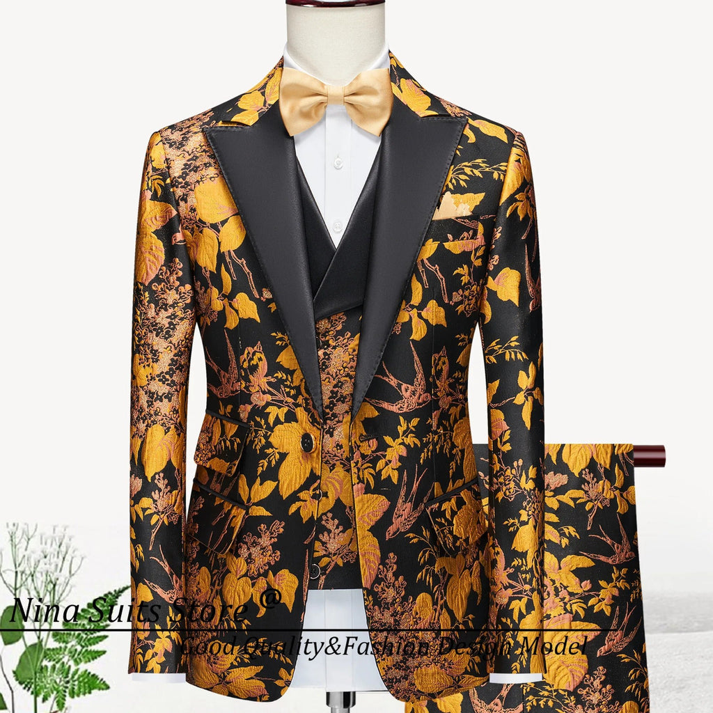 G&N 2026 New Series Men Suits Blazer Beautiful Lilac Purple Floral Pattern Tuxedos 3 Pieces Formal Party Costume Homme Slim Fit - Luzilly Bridal & Apparel