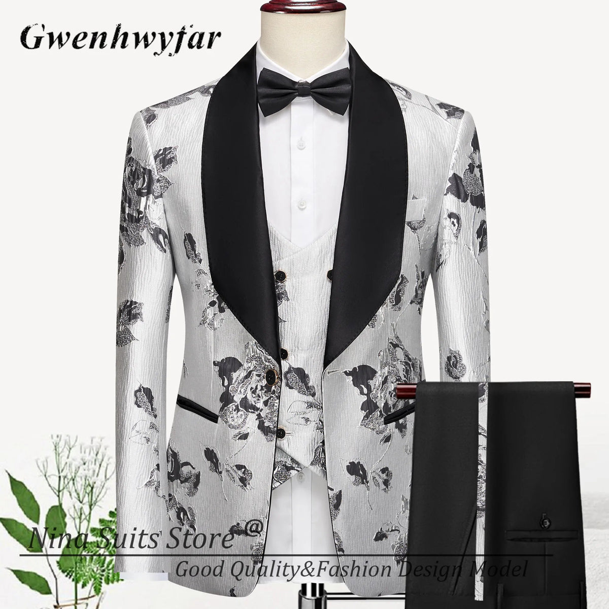G&N 2026 New Series Men Suits Blazer Beautiful Lilac Purple Floral Pattern Tuxedos 3 Pieces Formal Party Costume Homme Slim Fit - Luzilly Bridal & Apparel