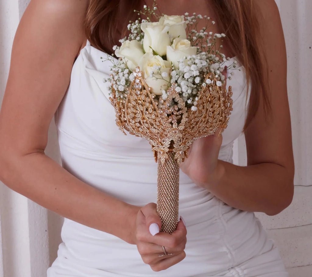 Gold Bouquet Holder, Gold Wedding Bouquet - Luzilly Bridal & Apparel