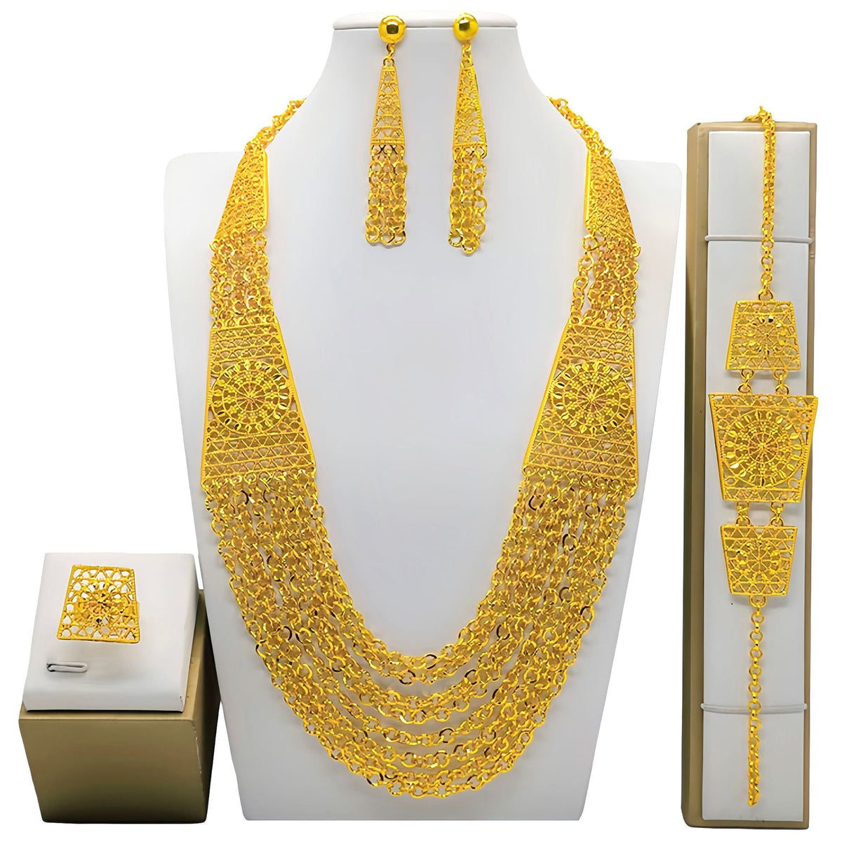 Gold-Plated Bridal Jewelry Set - Luzilly Bridal & Apparel