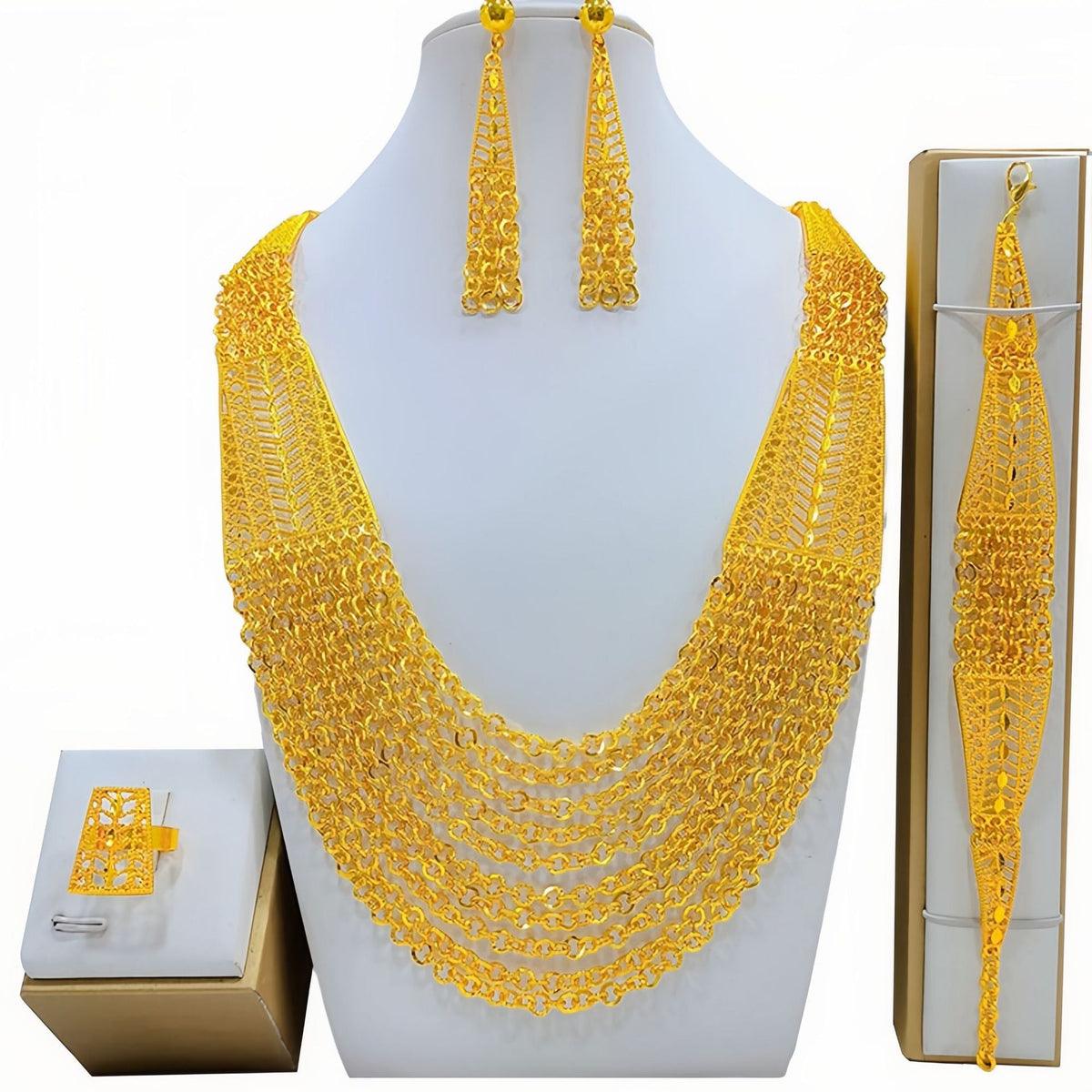 Gold-Plated Bridal Jewelry Set - Luzilly Bridal & Apparel