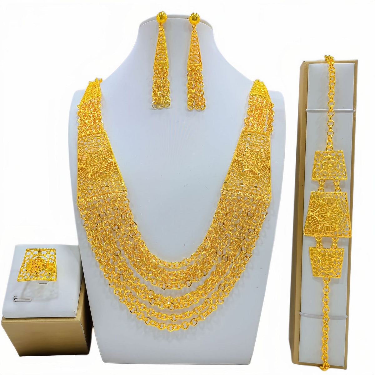 Gold-Plated Bridal Jewelry Set - Luzilly Bridal & Apparel