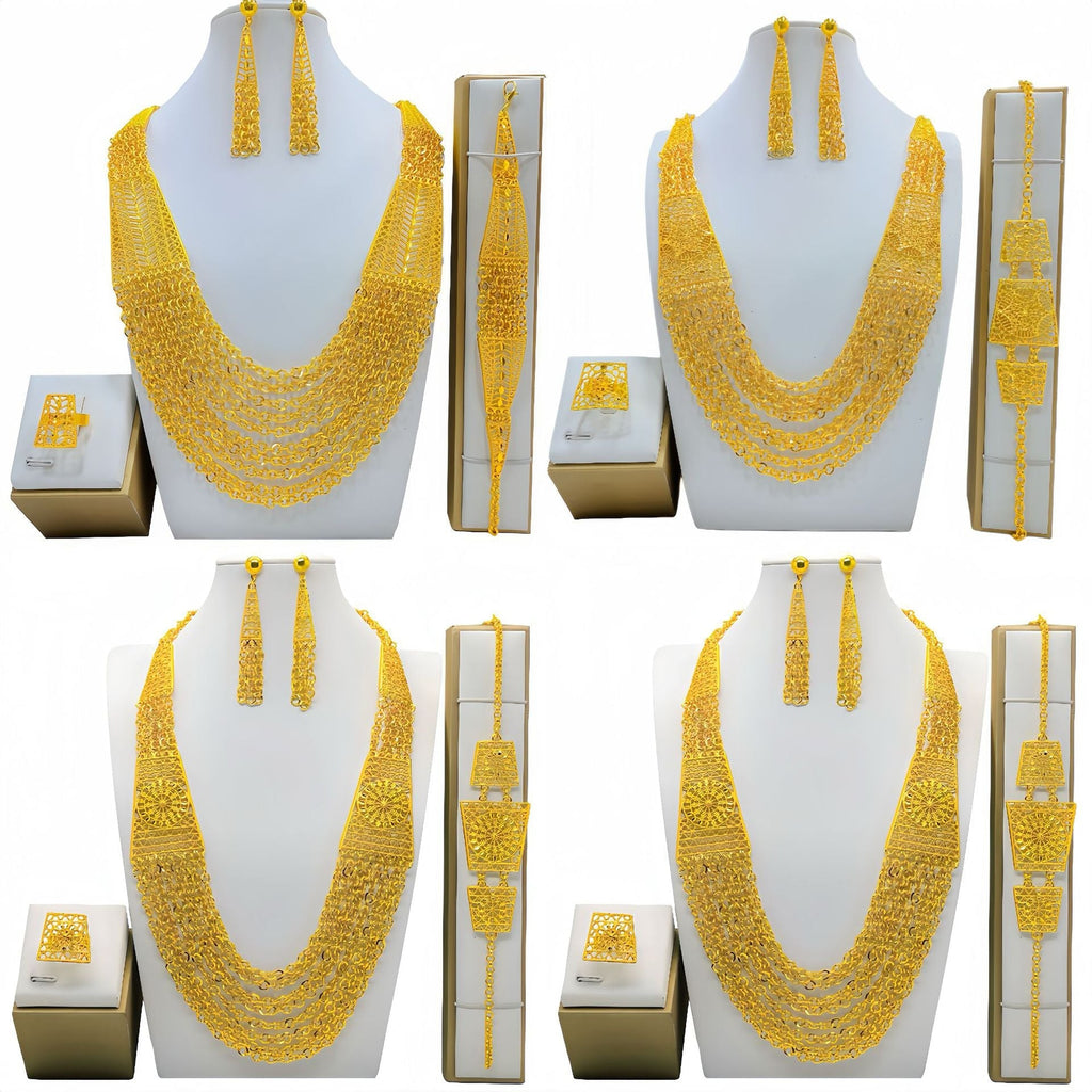 Gold-Plated Bridal Jewelry Set - Luzilly Bridal & Apparel