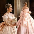 Gorgeous Pink Wedding Dresses Ball Gown Appliques Off The Shoulder Princess Bride Wedding Dress Customized Vestidos De Novia - Luzilly Bridal & Apparel