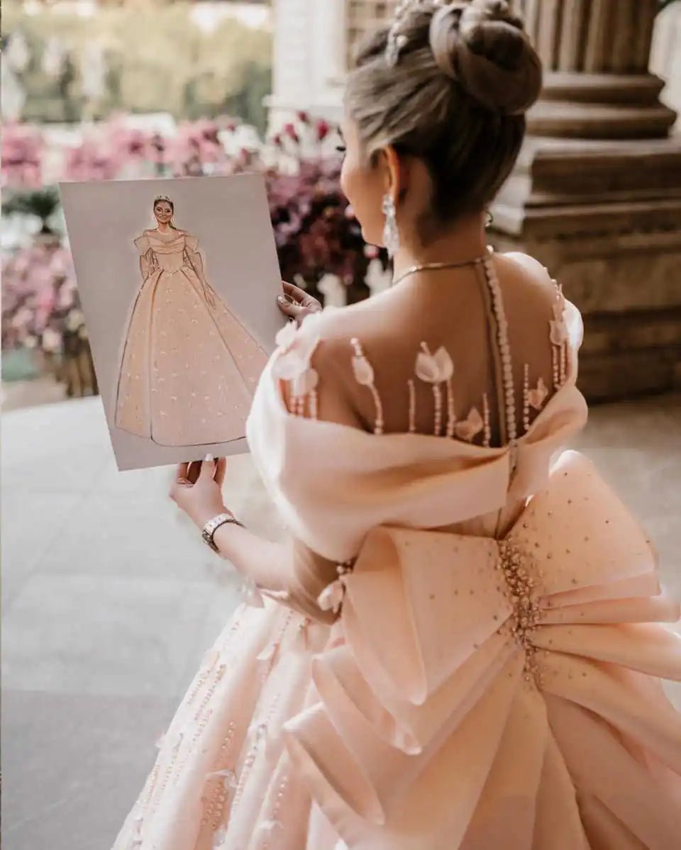 Gorgeous Pink Wedding Dresses Ball Gown Appliques Off The Shoulder Princess Bride Wedding Dress Customized Vestidos De Novia - Luzilly Bridal & Apparel
