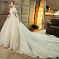 Gorgeous Shiny Wedding Dress Off the Shoulder Gown - Luzilly Bridal & Apparel