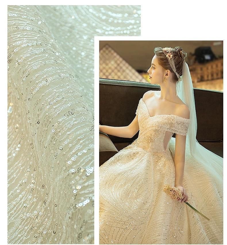 Gorgeous Shiny Wedding Dress Off the Shoulder Gown - Luzilly Bridal & Apparel
