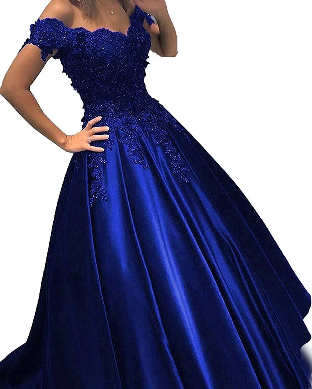 Gothic Royal Blue Wedding Dresses Long Sleeve Back Sweep Train 2023 Robe de mariee Bridal Gowns Dress - Luzilly Bridal & Apparel