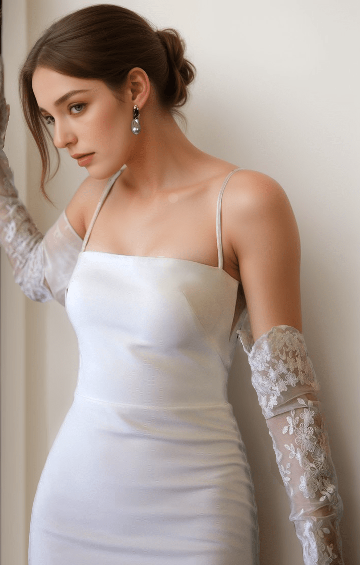 Greece Goddess Spaghetti-straps Stretchy Satin wedding dress small train little white dress - Luzilly Bridal & Apparel