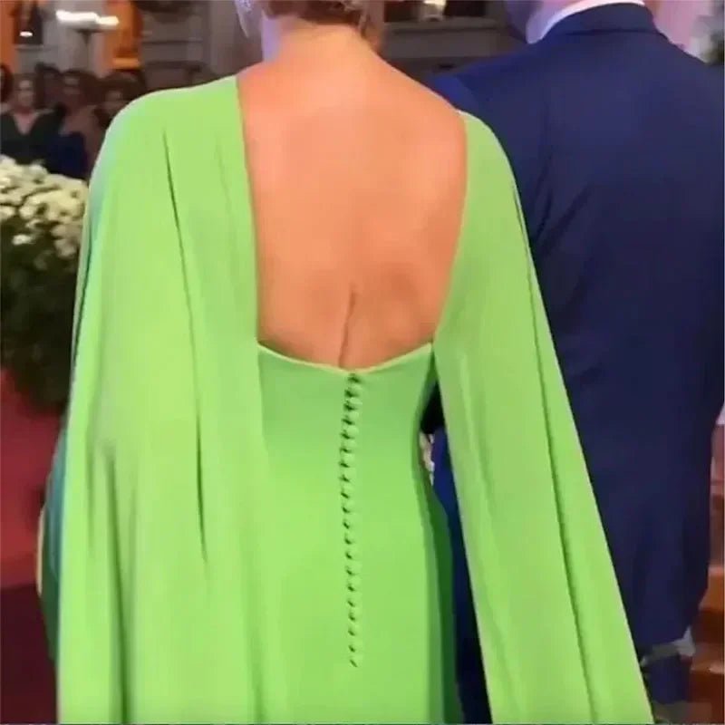 Green Chiffon Backless Mother of the Bride Dress - Luzilly Bridal & Apparel