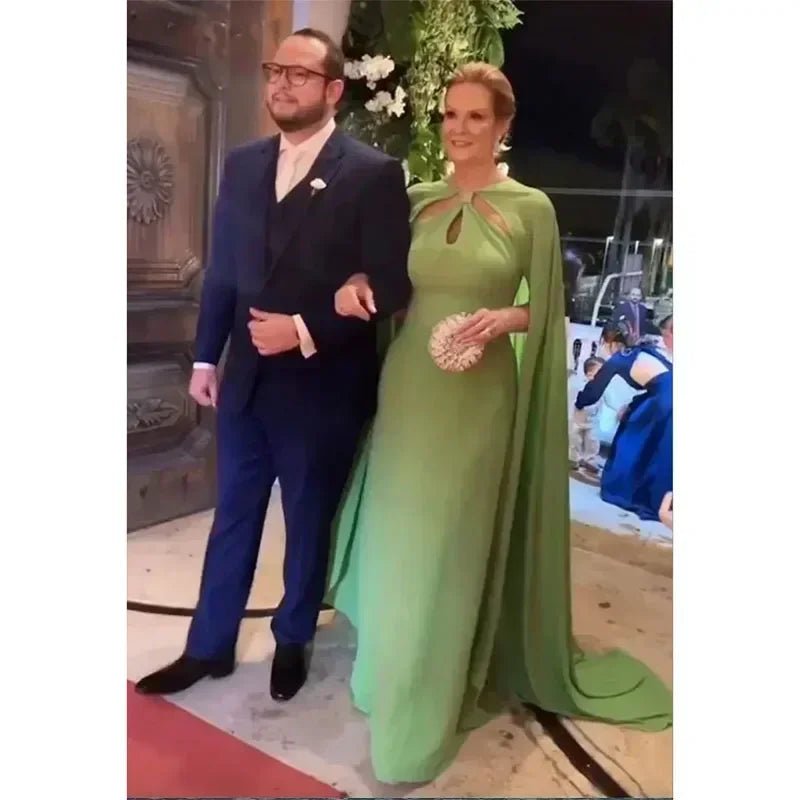 Green Chiffon Backless Mother of the Bride Dress - Luzilly Bridal & Apparel