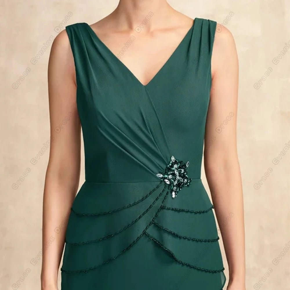 Green Strapless Beaded Half-Sleeve Mother of the Bride Dress - Luzilly Bridal & Apparel