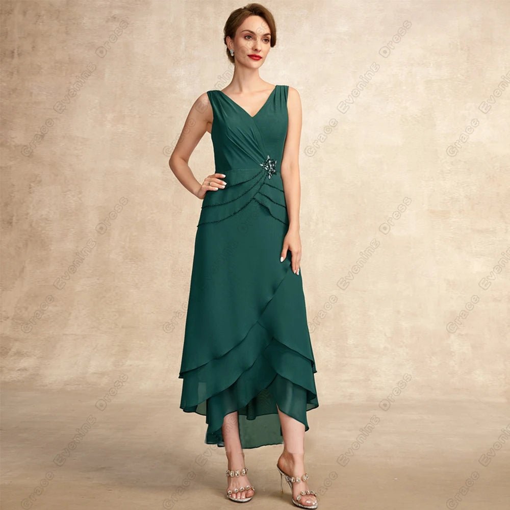 Green Strapless Beaded Half-Sleeve Mother of the Bride Dress - Luzilly Bridal & Apparel