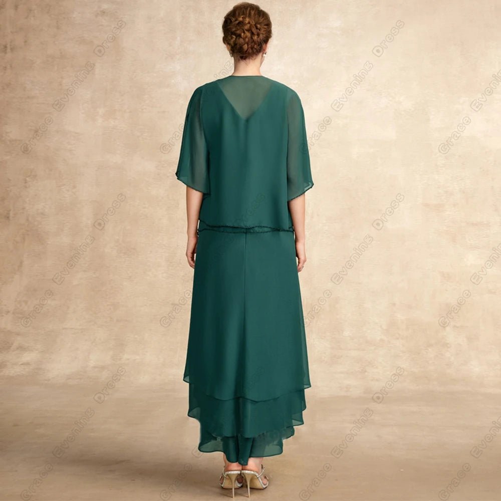 Green Strapless Beaded Half-Sleeve Mother of the Bride Dress - Luzilly Bridal & Apparel