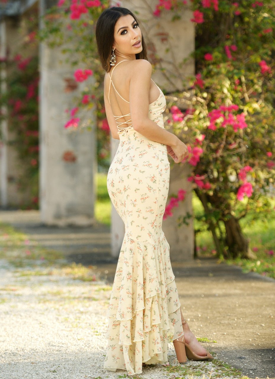Greta Maxi Dress - Yellow Floral - Luzilly Bridal & Apparel
