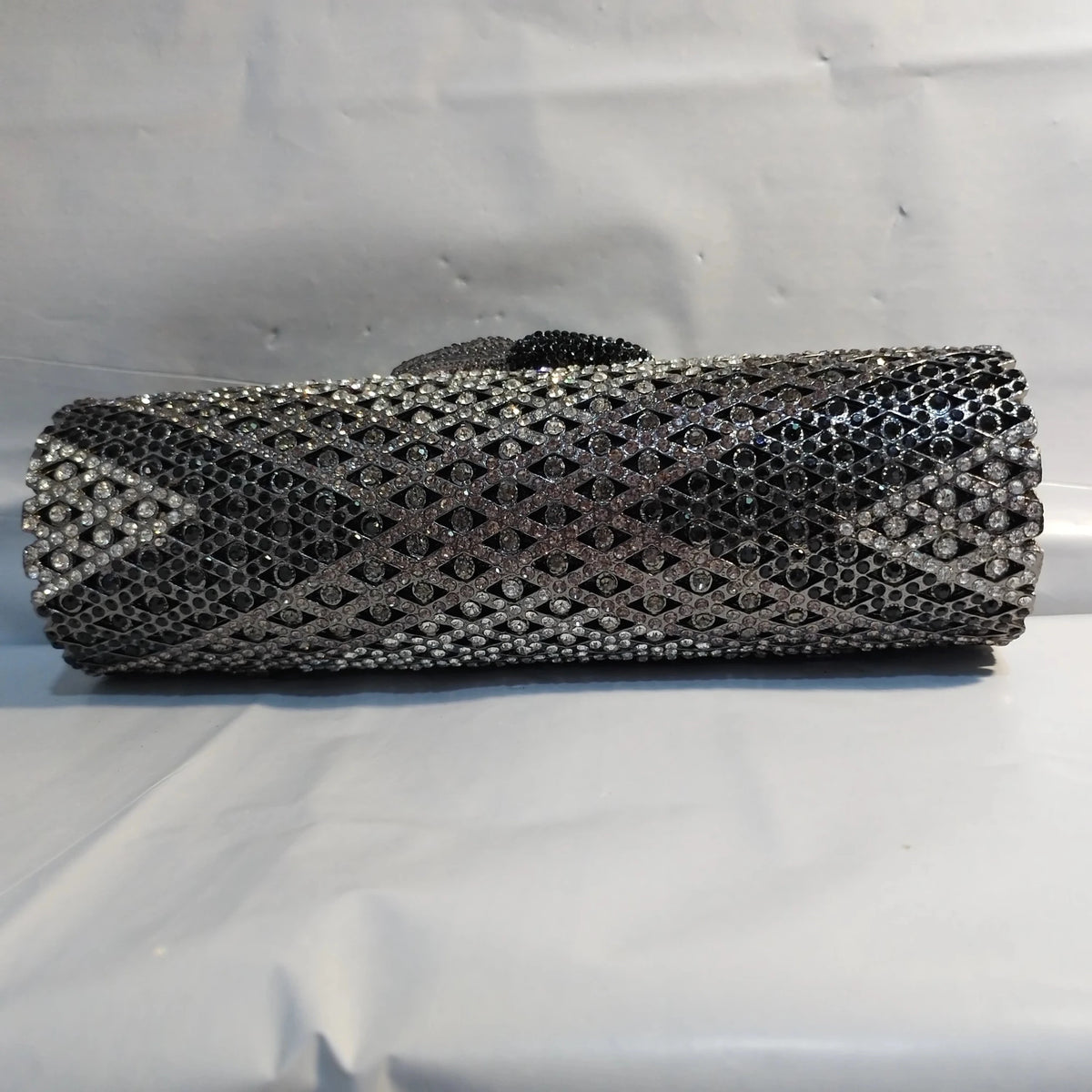Grey Crystal Minaudière Clutch - Luzilly Bridal & Apparel
