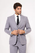 Grey Men's Plain Suit with Vest - Wessi - Luzilly Bridal & Apparel
