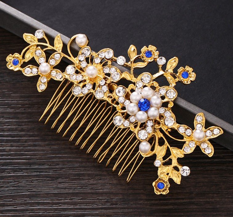 Hair comb, bridal rhinestone and pearl headdress, wedding dress accessories - Luzilly Bridal & Apparel