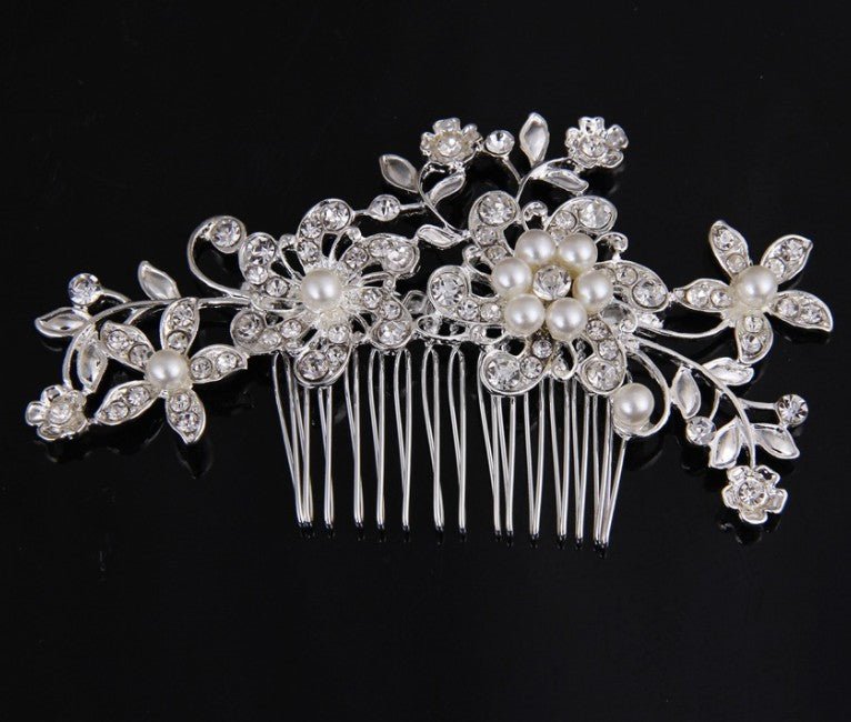 Hair comb, bridal rhinestone and pearl headdress, wedding dress accessories - Luzilly Bridal & Apparel