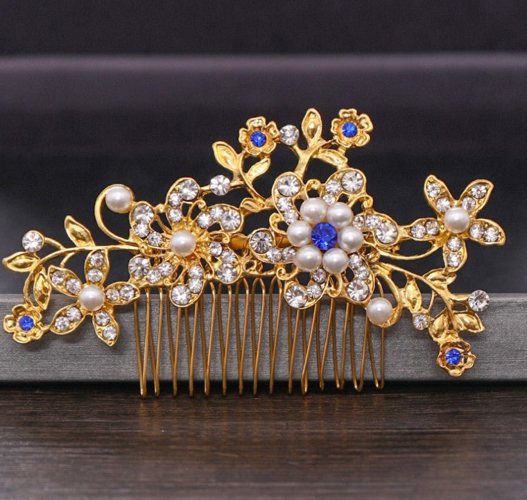 Hair comb, bridal rhinestone and pearl headdress, wedding dress accessories - Luzilly Bridal & Apparel