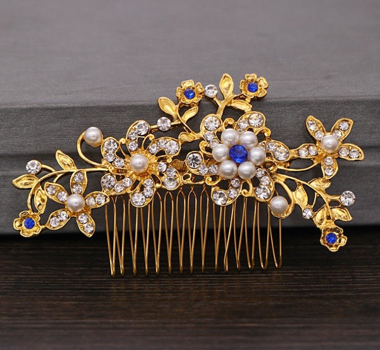 Hair comb, bridal rhinestone and pearl headdress, wedding dress accessories - Luzilly Bridal & Apparel