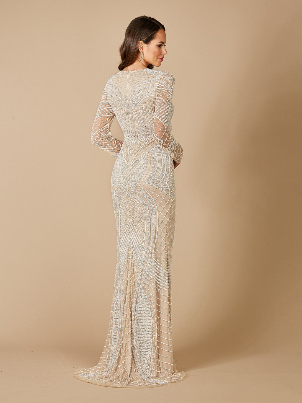 Haley Beaded Dress Nude/Ivory Bridal - Luzilly Bridal & Apparel