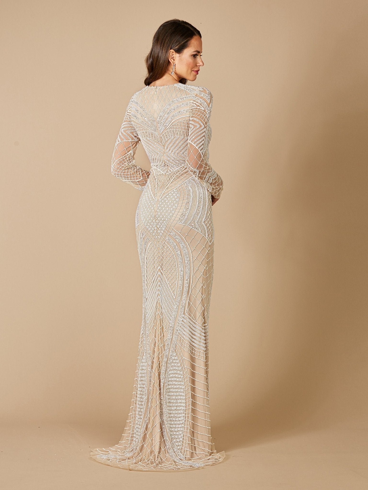 Haley Beaded Dress Nude/Ivory Bridal - Luzilly Bridal & Apparel