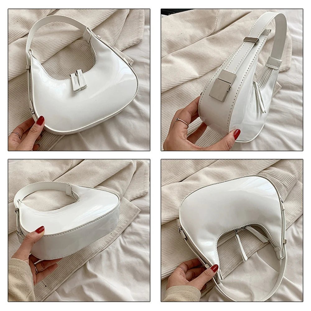Half-Moon Patent Underarm Bag - Luzilly Bridal & Apparel
