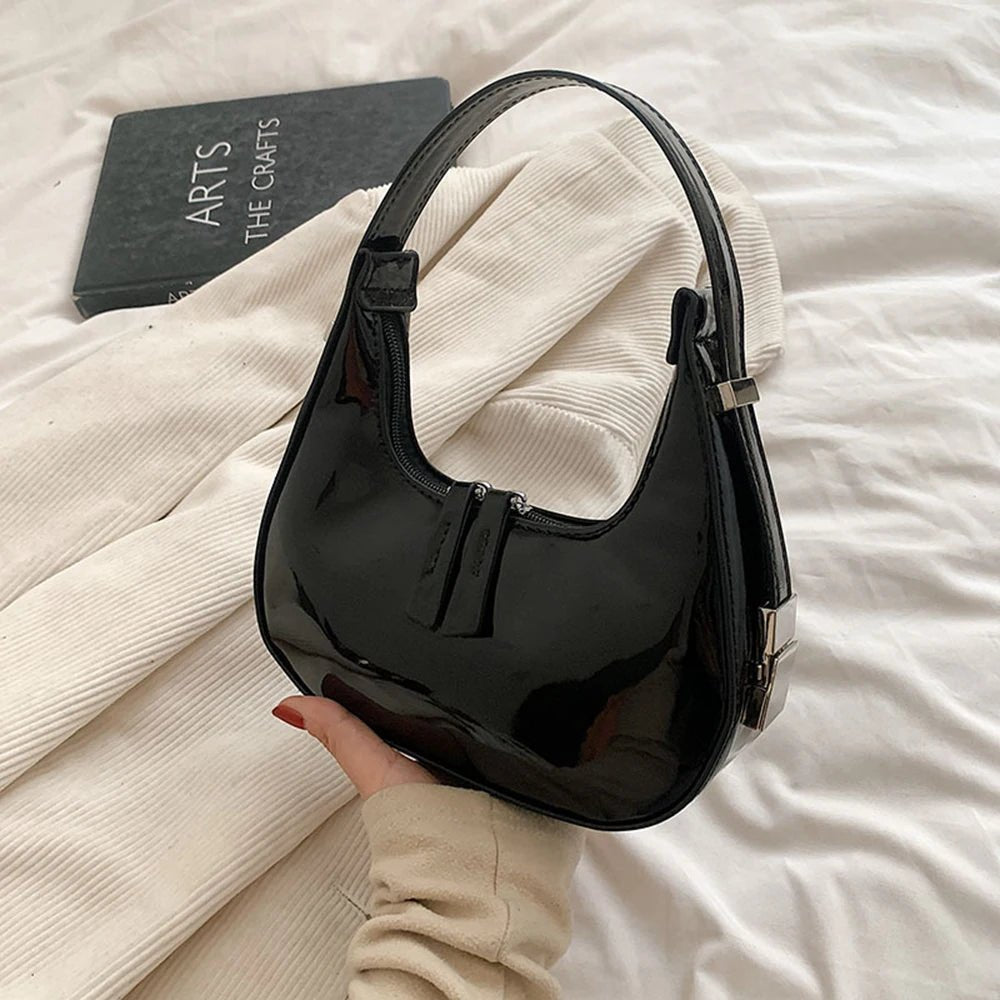 Half-Moon Patent Underarm Bag - Luzilly Bridal & Apparel